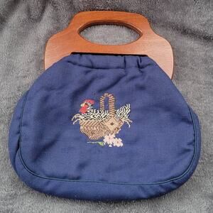 Banner House Bags Chicken Basket Embroidered Purse Floral Cottage